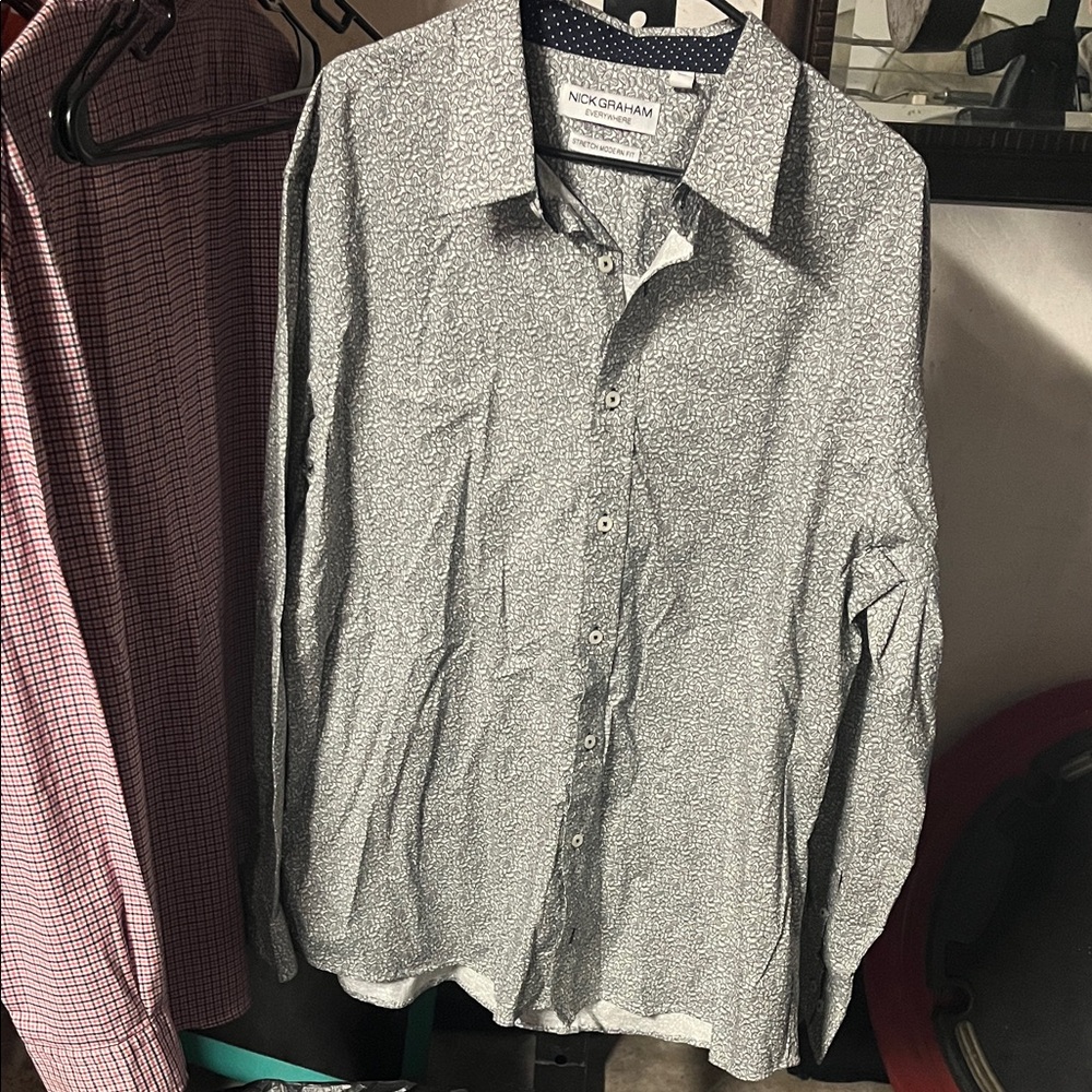 Nick Graham Men's Classic Black and White Button Down Shirt